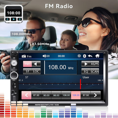 7" Dubbel-Din Kar Stereo Klank Bluetooth MP5 Speler USB FM Multimedia Radio+4LED