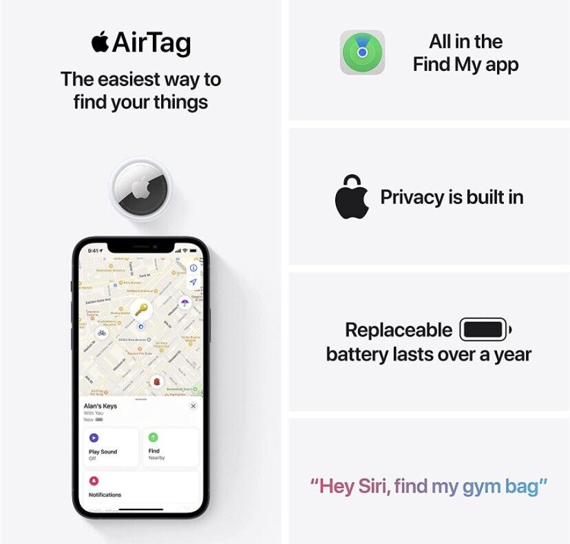 Real Apple 100% Authentic Air Tag Tracker for keys, remote, cars important items