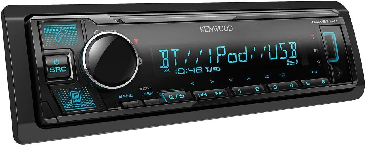 Kenwood K MMBT328 In-Dash Single DIN AUX USB Bluetooth Digital Media Receiver