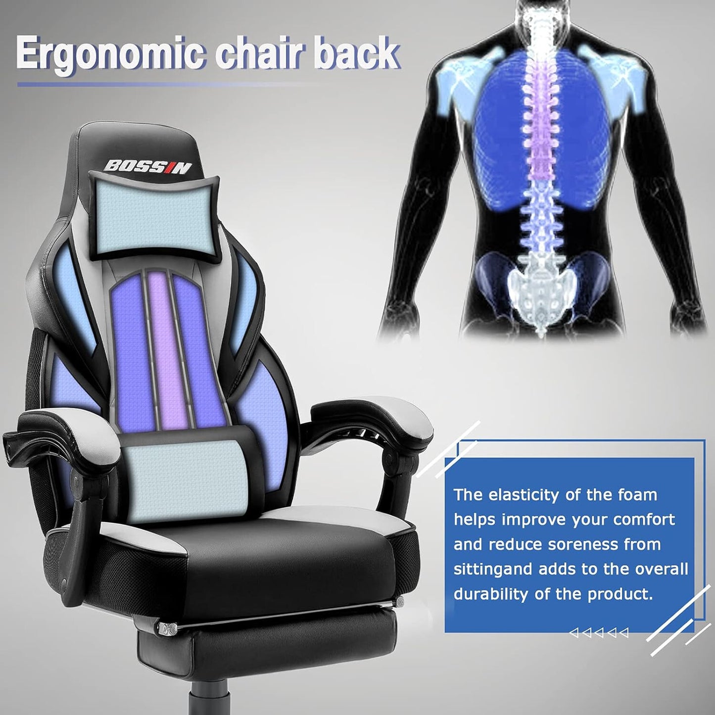 Big and Tall Gaming Chairs for Adults Ergonomic Video Game Chairs with footrest