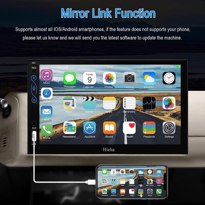 2-DIN 7" Bluetooth-motor speel, Android Auto, MP5, Mirror Link, SWC, Met Oudio/Video-invoer