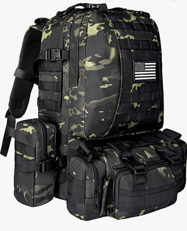 Tactical Military Army Rucksack 60L Assault Detachable Molle Backpack BLK03PATCH