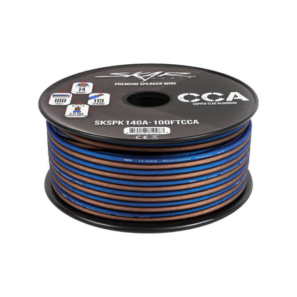 NEW Skar Audio 14 Gauge CCA Car Audio Speaker Wire - 100 Feet (Matte Brown/Blue)