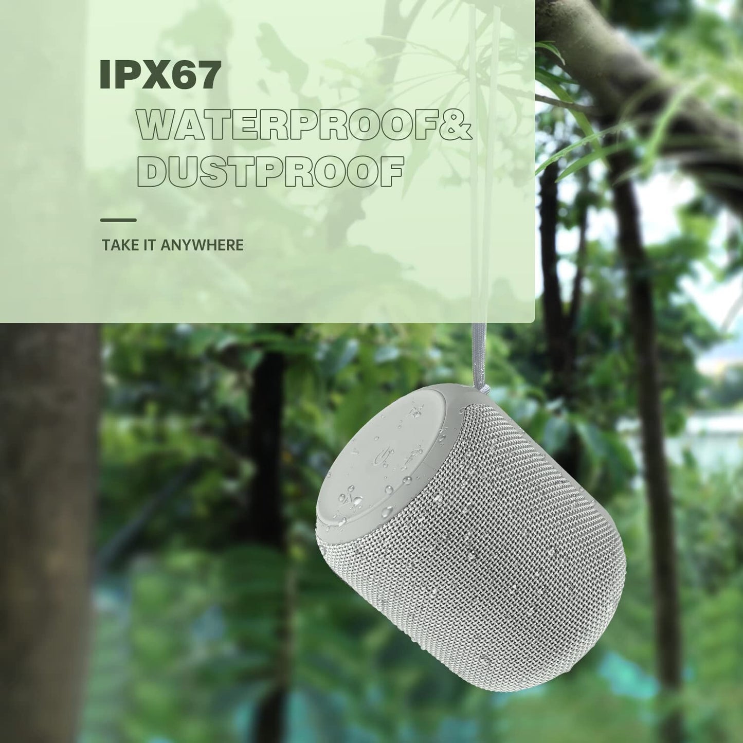 Bluetooth Portable Wireless Speaker with 15W Stereo Sound, IPX6 Waterproof TWS