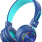 BLUE BTH03 Kids Bluetooth Headphones Safe Volume, Colorful LED Lights, 25 Hour