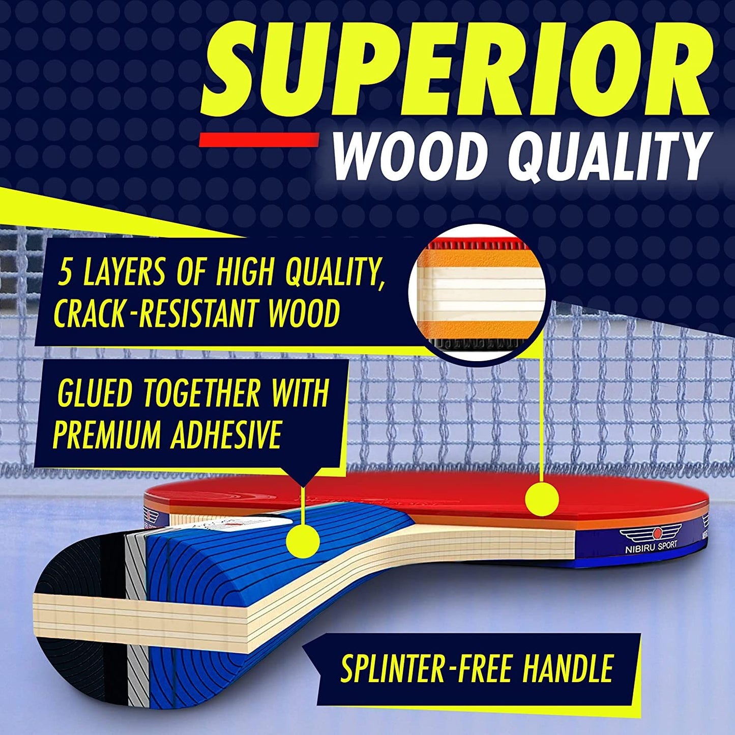 Ping Pong Paddles Set Professional Table Tennis Rackets Balls Retractable Net