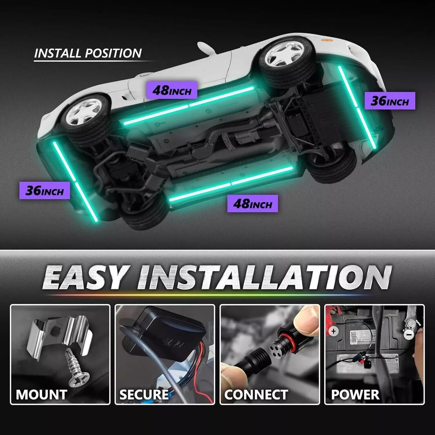 BRAND NEW LED Underglow Bluetooth Enabled Lighting Kit  OPT7 AURA PRO All-Color