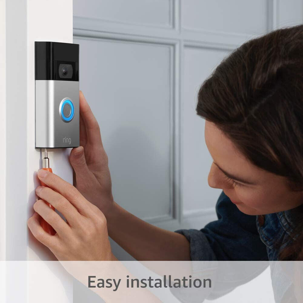 Ring Video Doorbell - 1080p HD video, improved motion detection, Satin Nickel