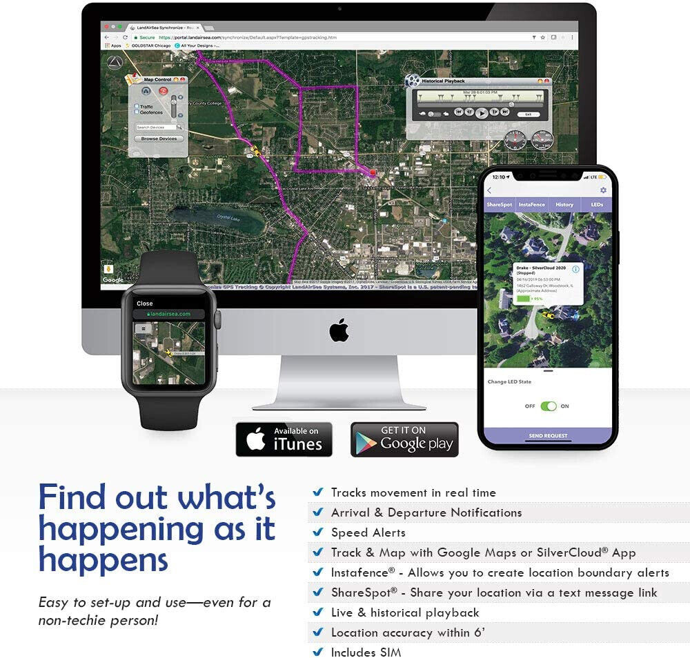 LandAirSea Sync GPS Tracker - 8.95 per month. Full Global Coverage. 4G LTE Real-