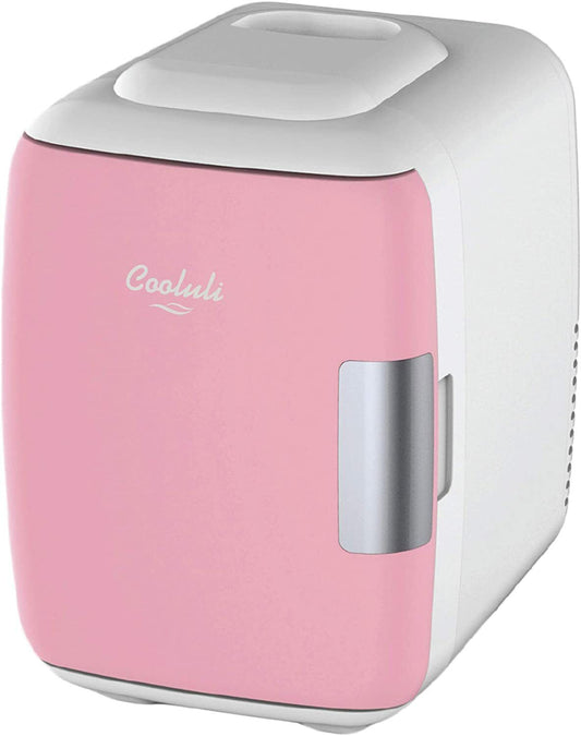 Mini Fridge for Car, Travel Office Desk & Dorm Room 4L Can Electric Plug PINK