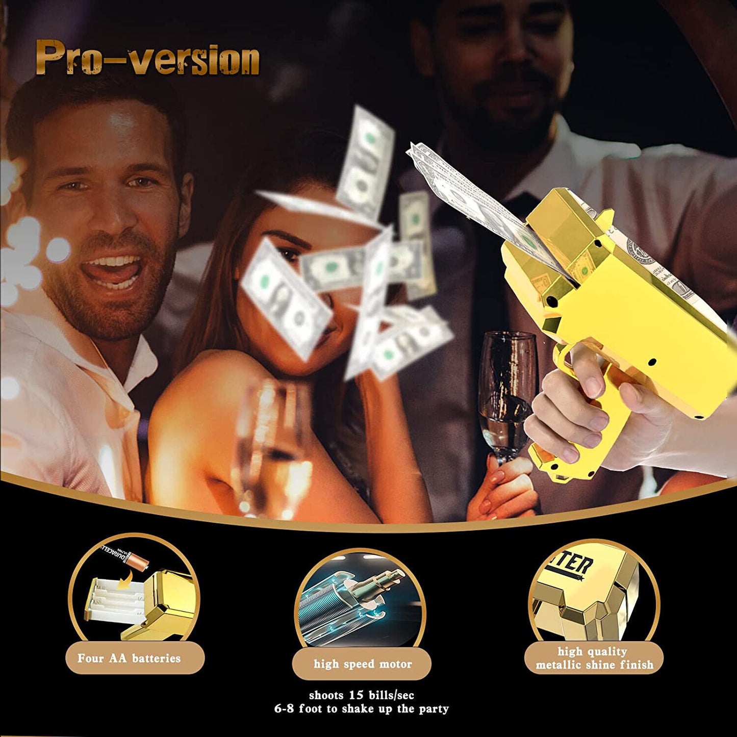 New Money Gun Shooter Make it Rain, Handheld Cash Gun for Game Movies Party