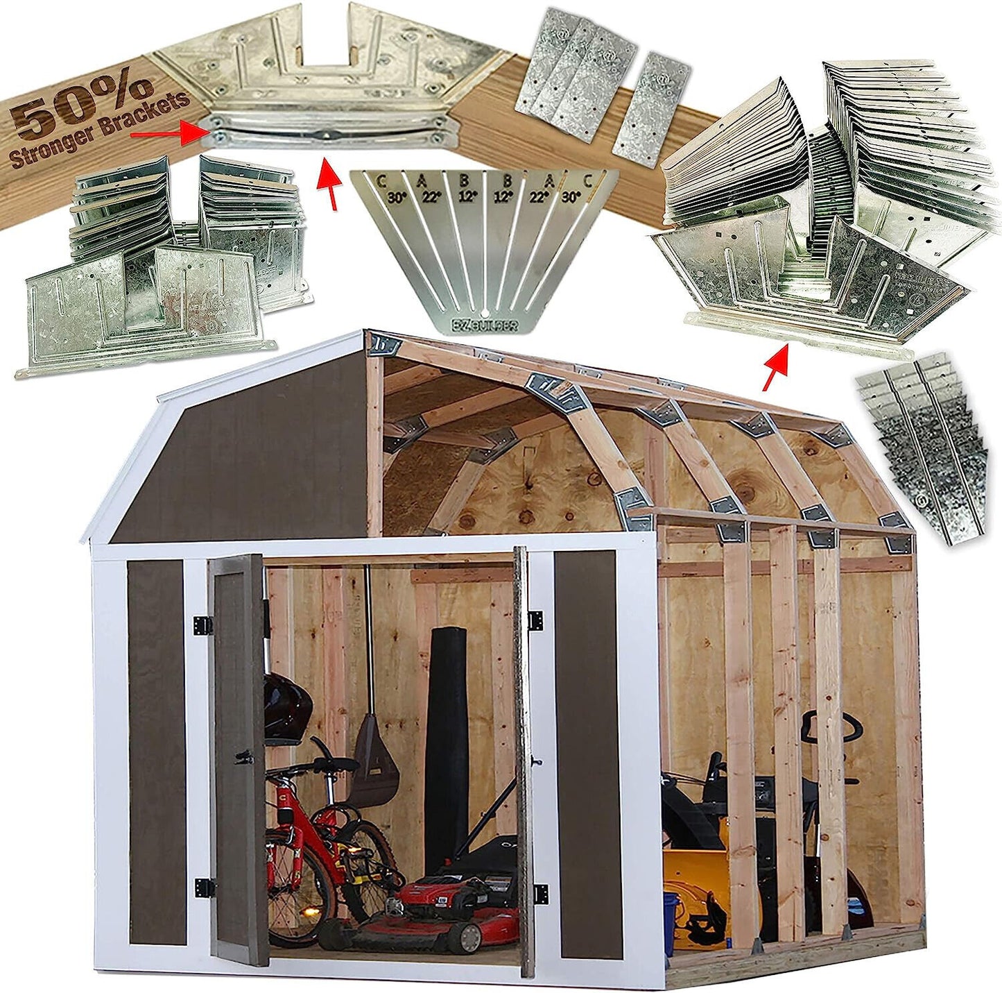 EZBUILDER 50 Structurally Stronger Truss Design Easy Shed Kit Builds 6in–14in