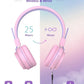 PINK BTH03 Kids Bluetooth Headphones Safe Volume, Colorful LED Lights, 25Hour