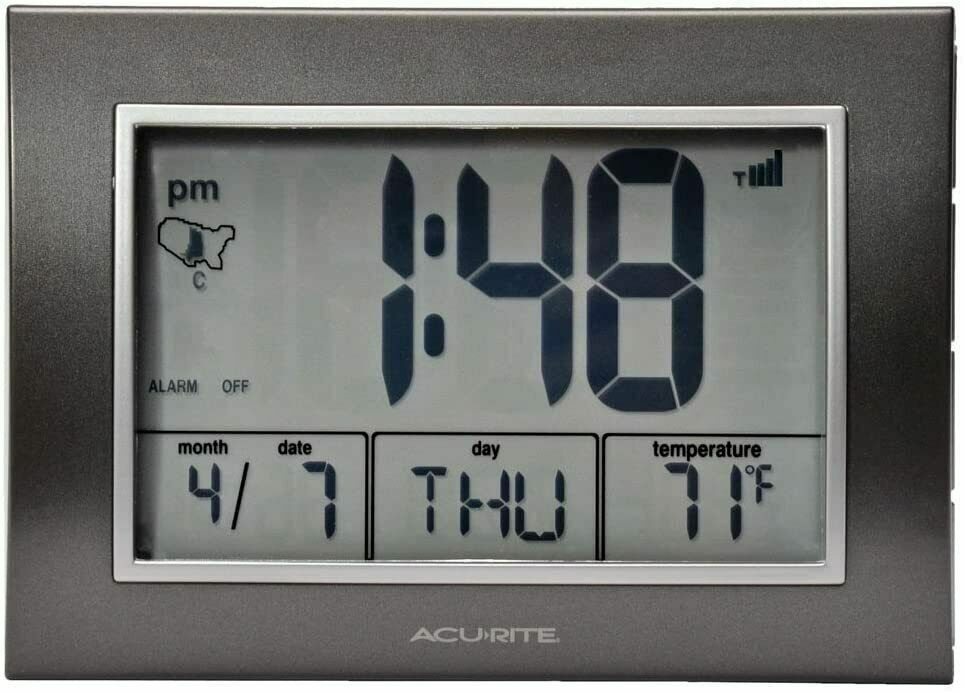 AcuRite Atomic Alarm Clock W/ Date, Day of Week & Temperature