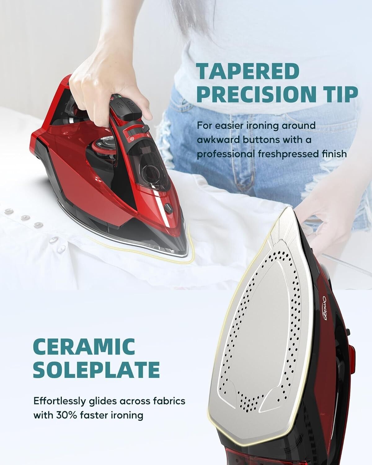 Cordless Iron with Steam with 11.84ozs Water Tank, Anti Drip Iron Cordless