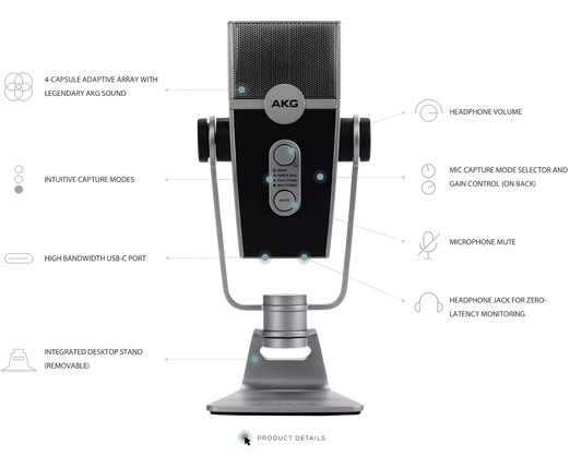 AKG LYRA ULTRA HD MULTIMODE USB MICROPHONE FOR PODCASING YOUTUBE GAMING MUSIC