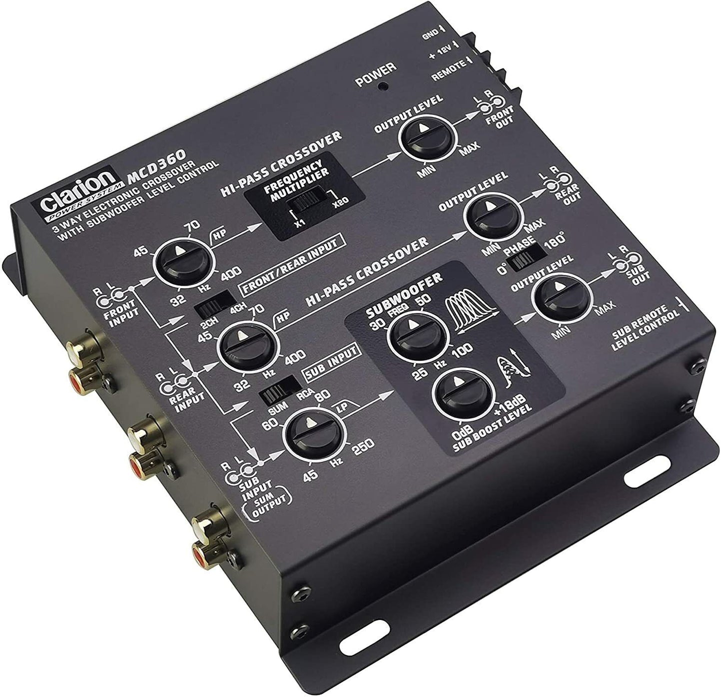 CLARION MCD360 3-WAY 6-CHANNEL INPUT ELECTRONIC CROSSOVER W/ 5-VOLT RCA OUTPUTS