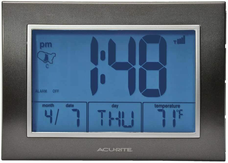 AcuRite Atomic Alarm Clock W/ Date, Day of Week & Temperature