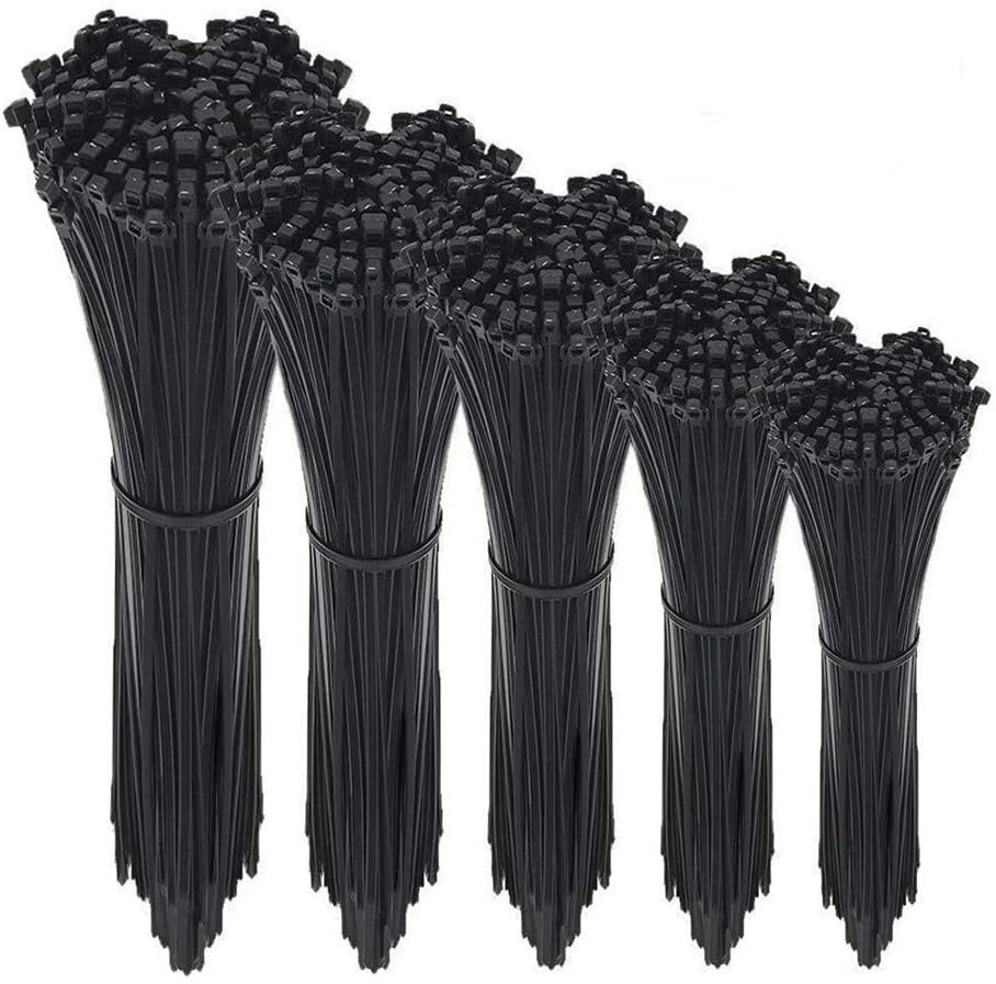 500 Packs Self-Locking  Cable Zip Ties,4+6+8+10+12-" Width 0.16inch Nylon Cable