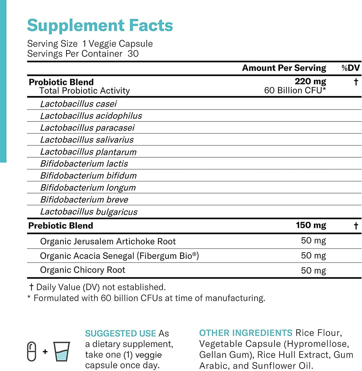 Probiotics for Women and Men, Natural, 60 Billion CFU - Probiotic Supplement