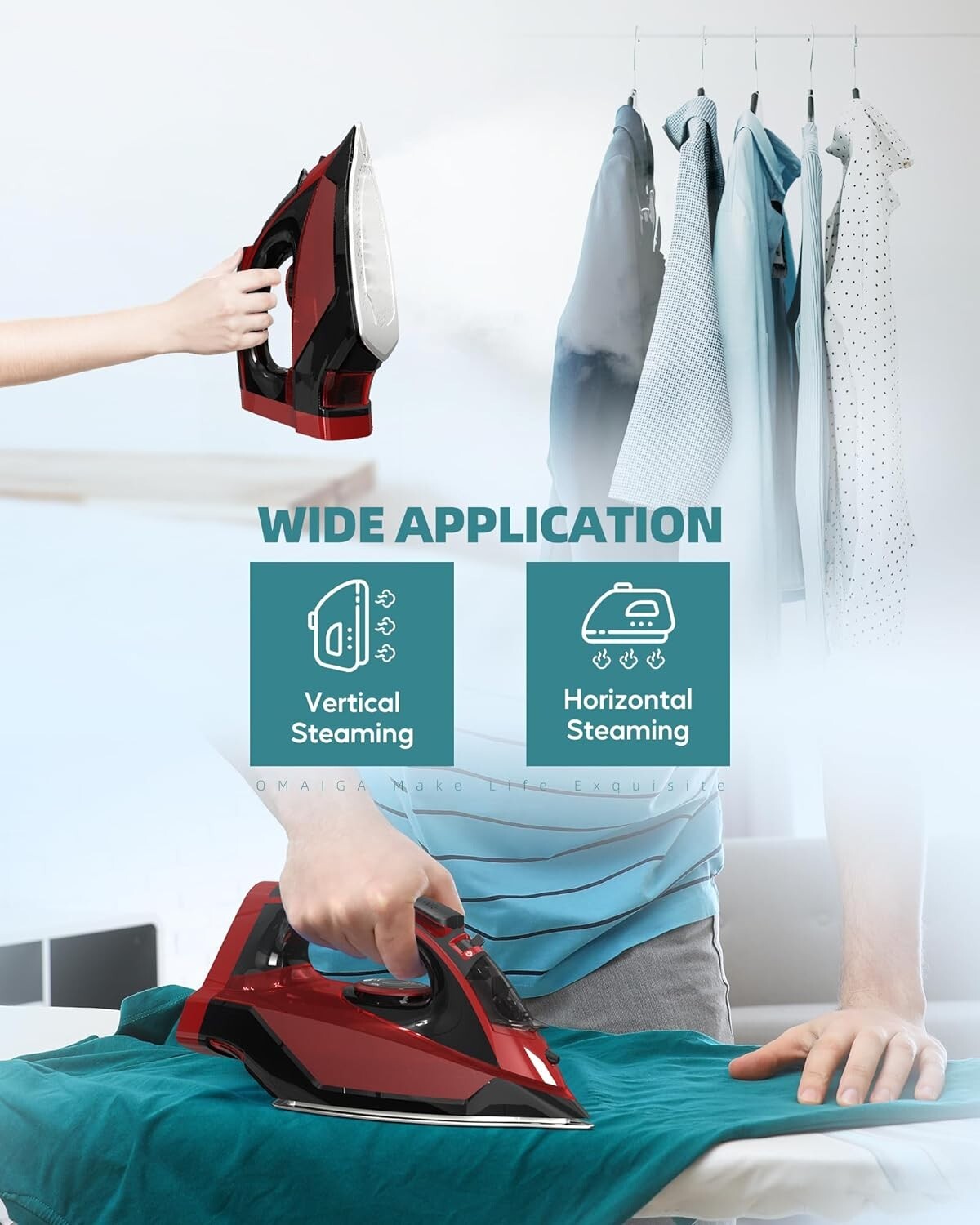 Cordless Iron with Steam with 11.84ozs Water Tank, Anti Drip Iron Cordless
