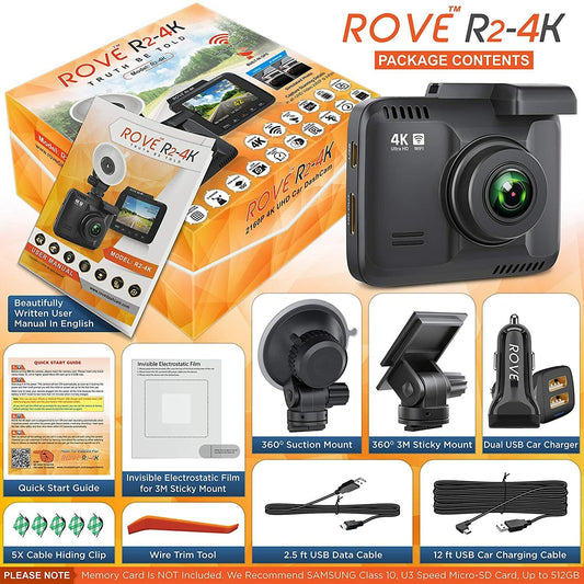 Rove R2-4K Dash Cam Built in WiFi GPS Car Dashboard Camera Recorder with UHD2160