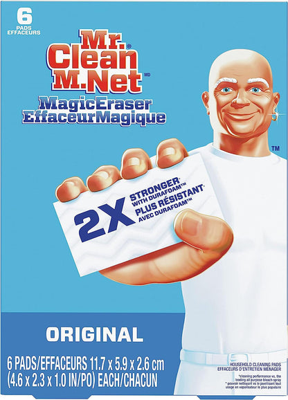 Mnr. Clean Magic Eraser Oorspronklike Skoonmaakblokkies met Durafoam, Wit, 6 Tel