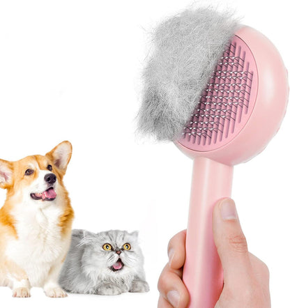 Troeteldierversorgingsborsel vir Katte, Selfreinigende Kattehaarborsel met Losmaakknoppie