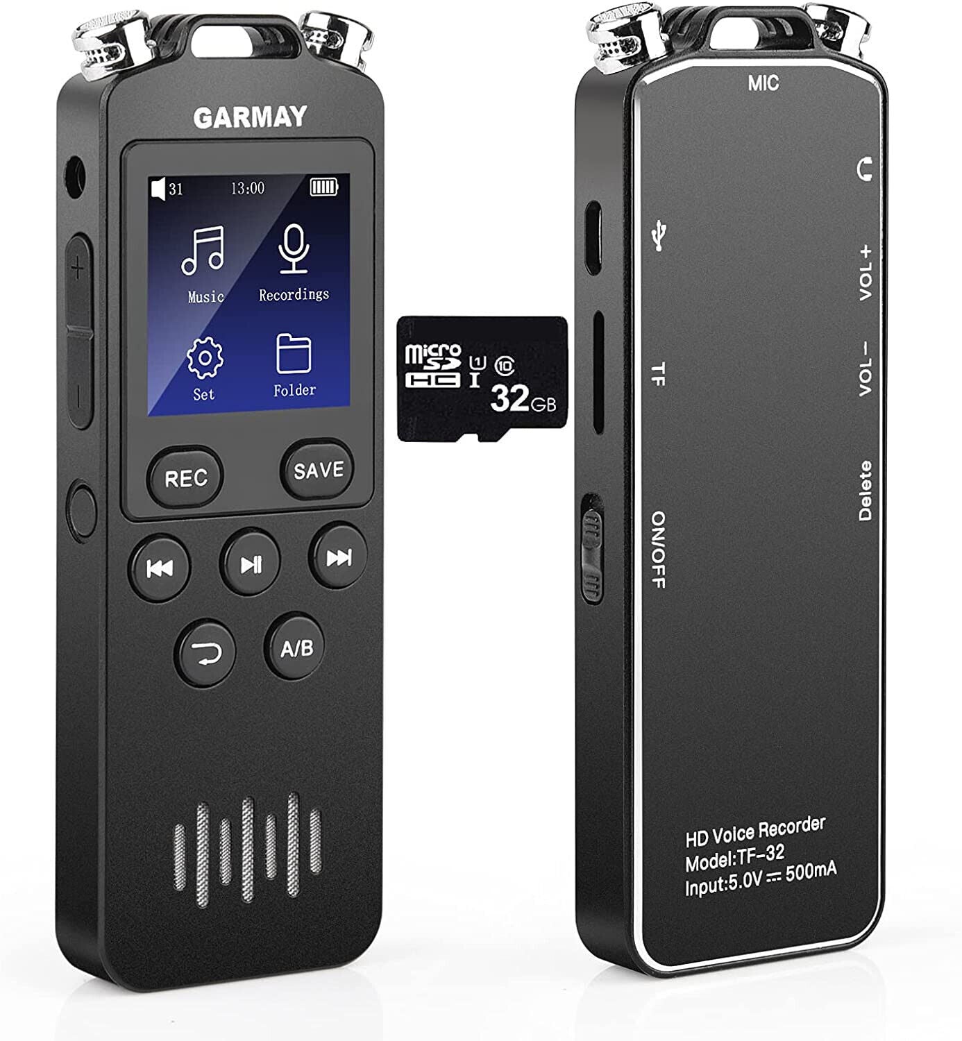 GARMAY Digital Voice Recorder Upgraded 48GB 1536BPS 3343Hours Recording Capacity