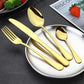 Gold Silverware Set 24Pieces Gold Forged Stainless Steel GOLD Flatware Set I NEW
