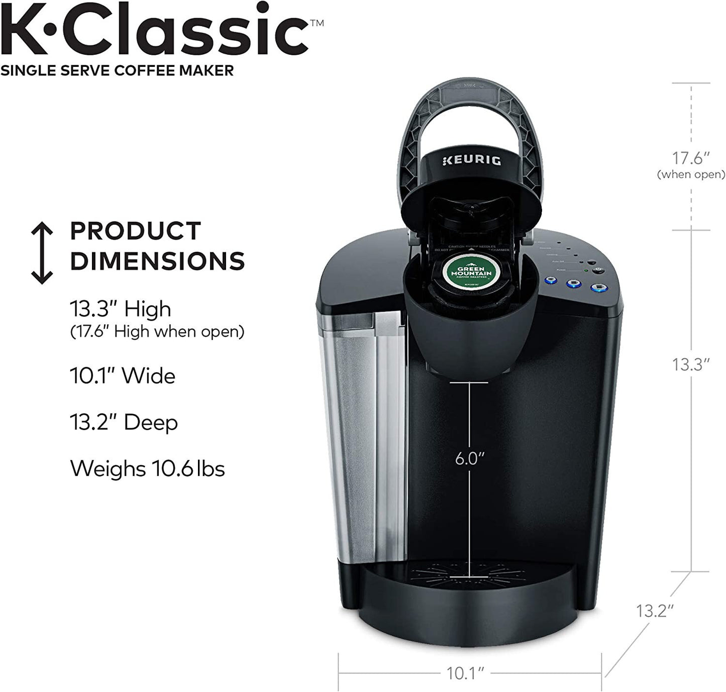 Keurig K-Classic Coffee Maker K-Cup Pod, Single Serve, Programmable, 6 to 10 oz.