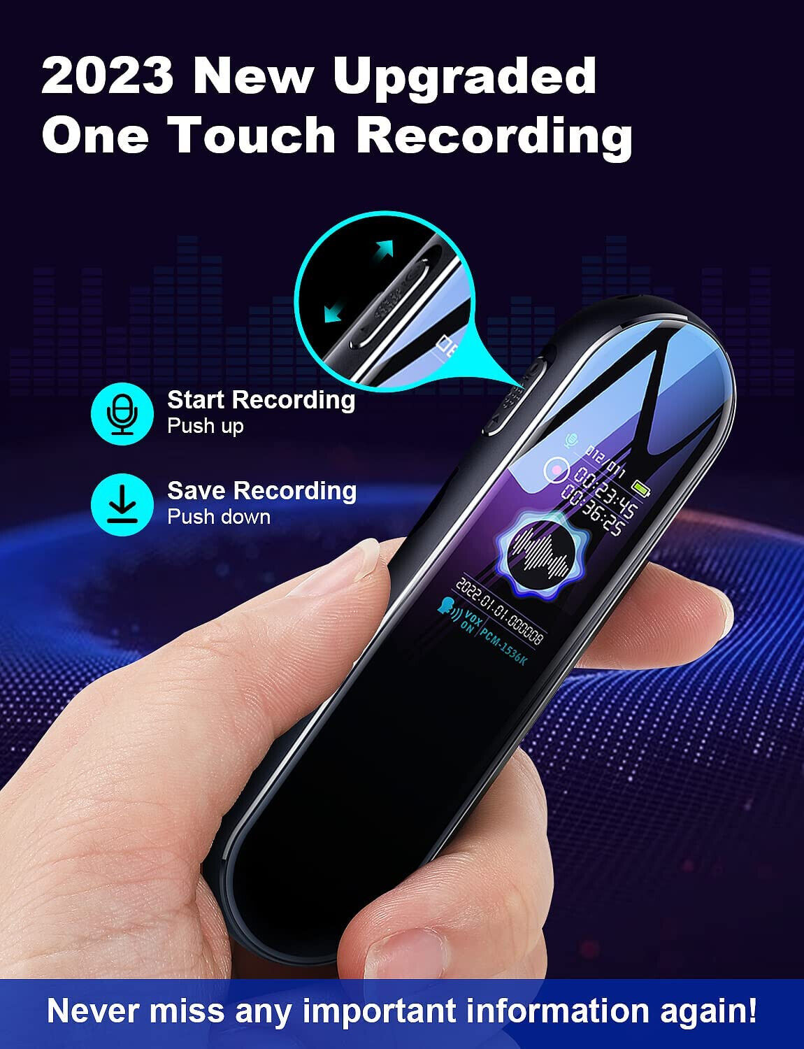 64GB Digital Voice Recorder with Playback, JKUSS 1536Kbps Digital Recorder NEW