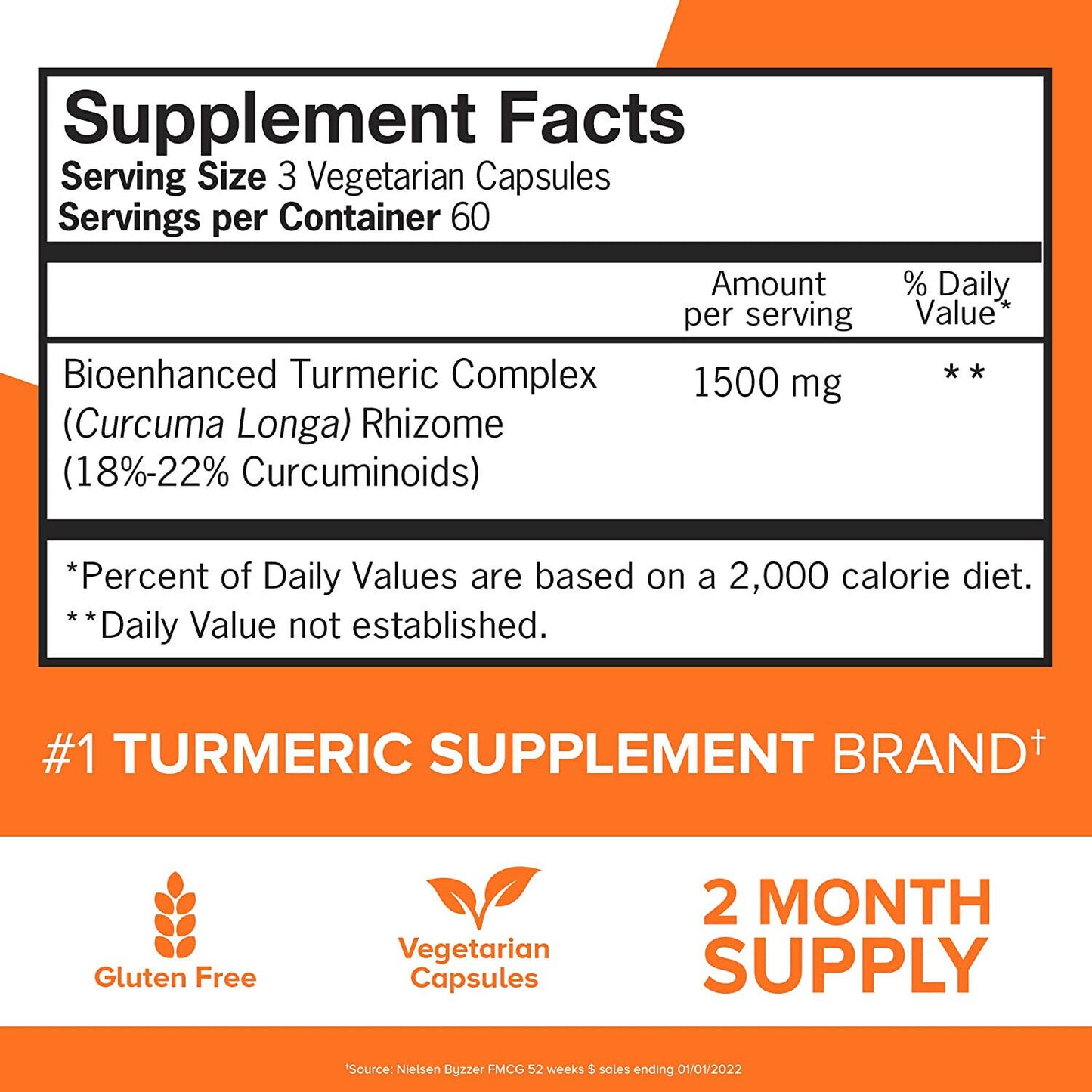 Turmeric Curcumin Vegetarian (90 CAPSULEs) Capsules Ultra High Absorption 1500mg