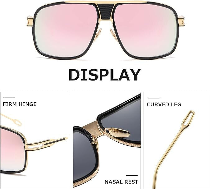 Sunglasses Men Women Unisex  Goggle Alloy Big Frame Metal Punk Style Shield
