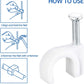 Round White Cable Clips with Steel Nails 6mm/ 0.236inch/ 100PCS For CAT6, CAT7.