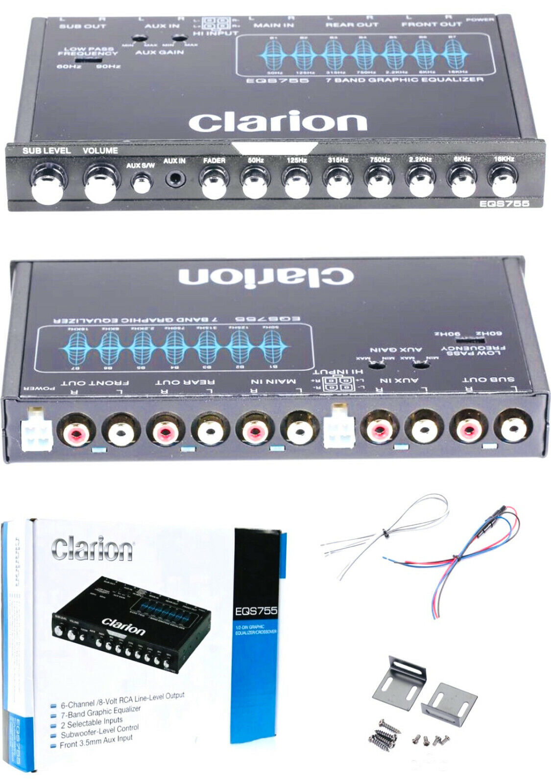 NEW CLARION EQS755 7-BAND Car Audio Graphic Equalizer 3.5mm  RCA Aux Input