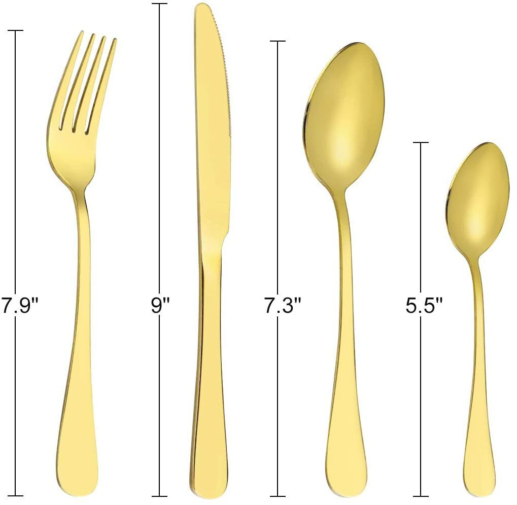 Gold Silverware Set 24Pieces Gold Forged Stainless Steel GOLD Flatware Set I NEW