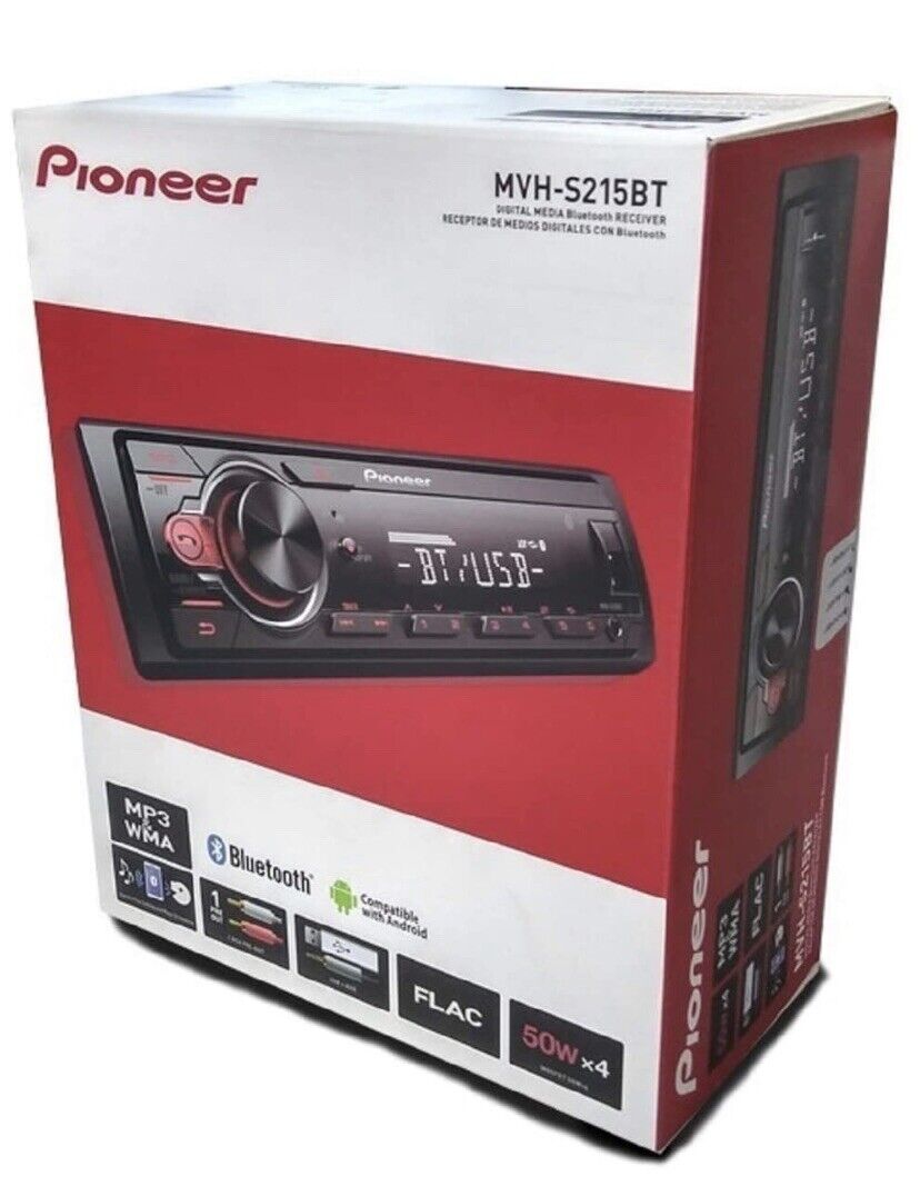 Pioneer MVH-S215BT Stereo Single DIN Bluetooth In-Dash USB MP3 Auxiliary AM / FM