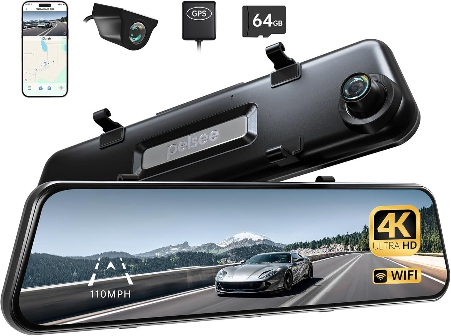 Pelsee Dash Cam and Rear View Camera | Complete Vehicle Surveillance Solution