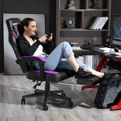 Groot en Hoë Spelstoele vir Volwassenes Ergonomiese Videospeletjiestoele met voetrus
