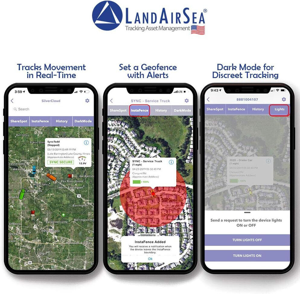 LandAirSea Sync GPS Tracker - 8.95 per month. Full Global Coverage. 4G LTE Real-