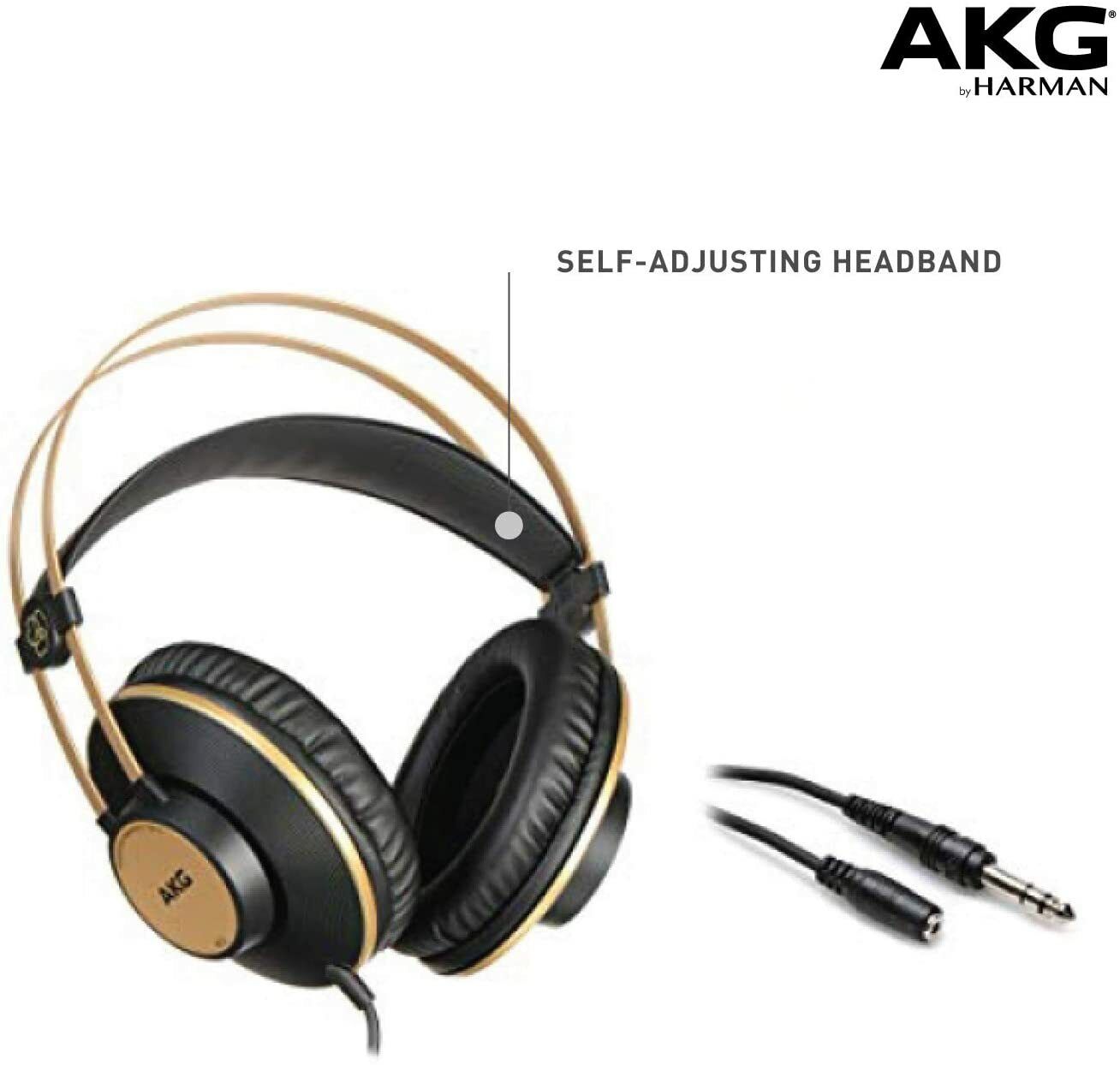 AKG Pro Audio K92 Over-Ear, Closed-Back, Studio Headphones, Matte Black and Gold