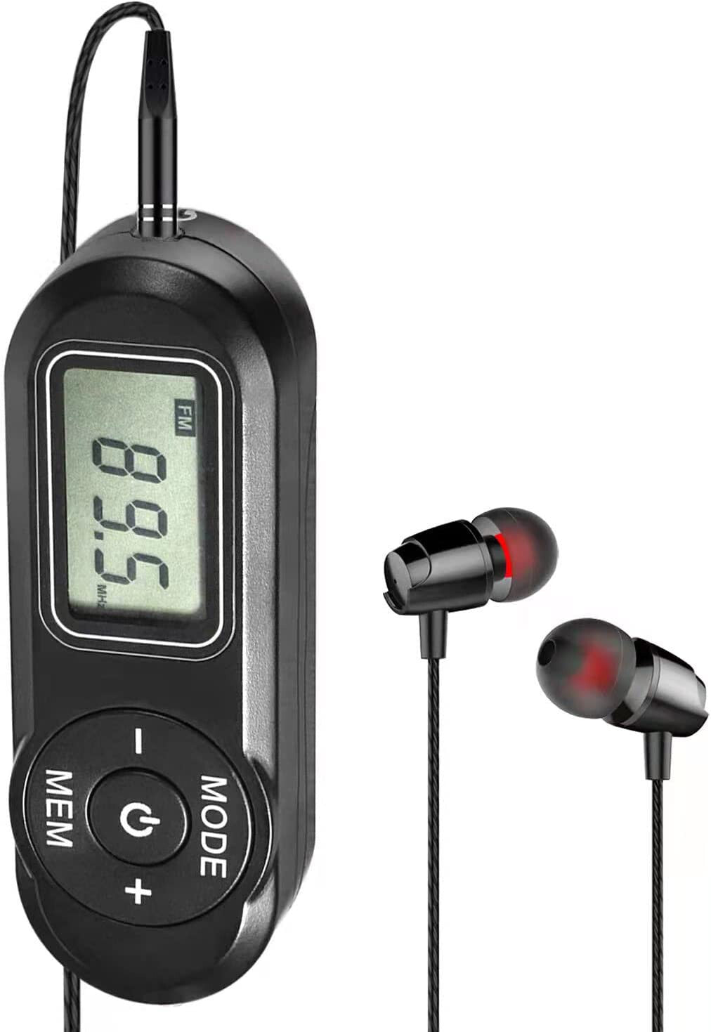 FM Walkman Radio, Mini Digital Tuning Portable Radio with Headphones Belt Clip