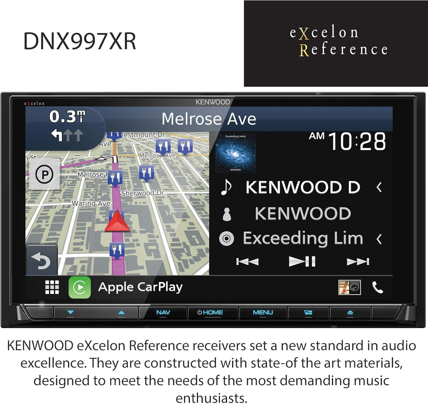 Kenwood eXcelon Reference 6.8" DVD-navigasie-ontvanger versoenbaar met CarPlay