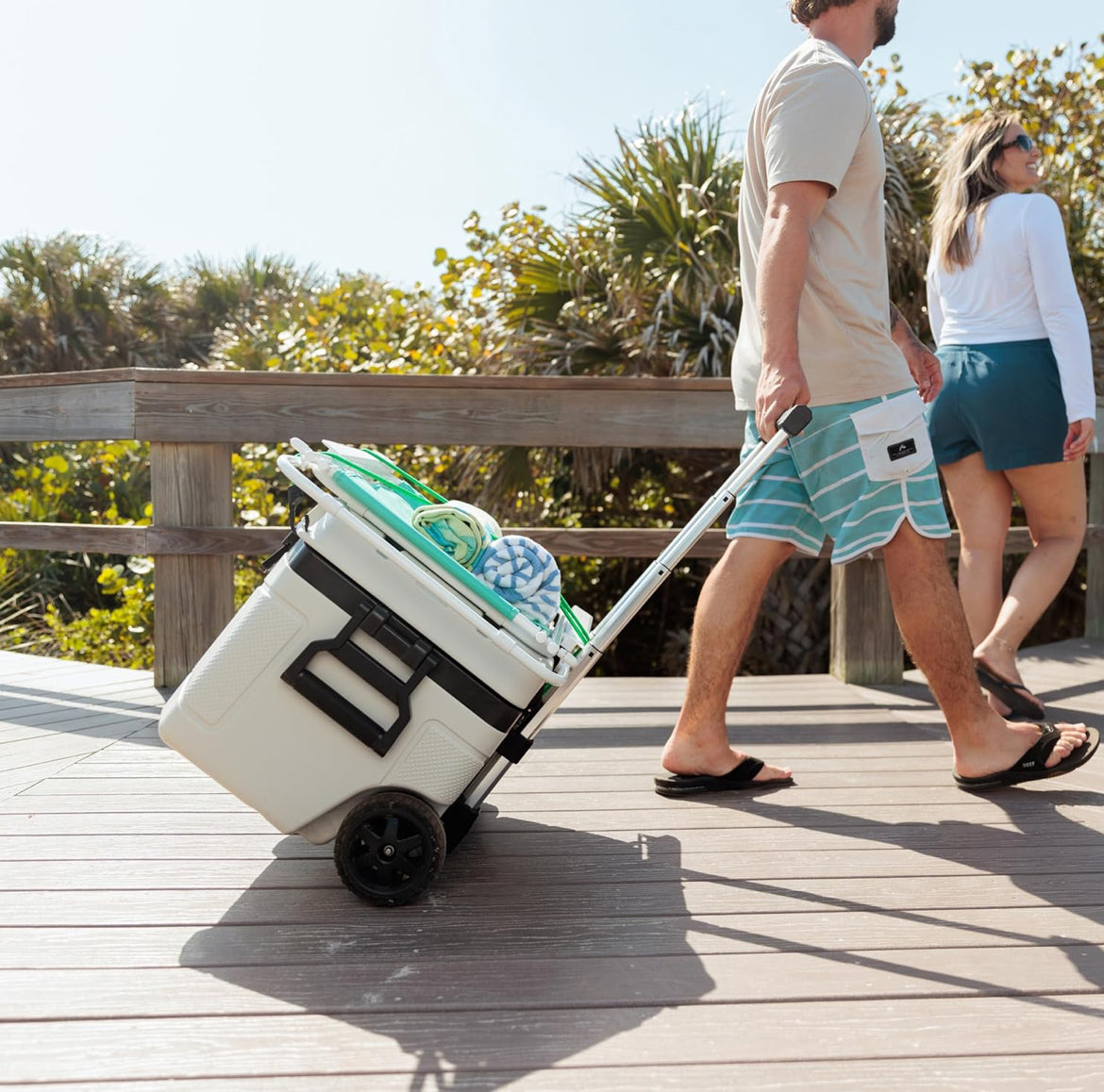 Igloo Trailmate 52Qt Wheeled Cooler, Insulated Hard Shell Ice Chest - Bone