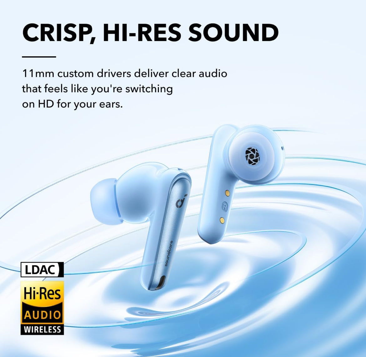 Soundcore by Anker Liberty 4 NC Wireless Noise Cancelling Earbuds, 98.5% Noise Reduction, Adaptive Noise Cancelling to Ears and Environment, Hi-Res Sound, 50H Battery, Wireless Charging, Bluetooth 5.3