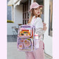 Clear Backpack for Girls Women Transparent Kids Elementary College School Bag Travel Laptop Backpacks Large Bookbags (Purple)