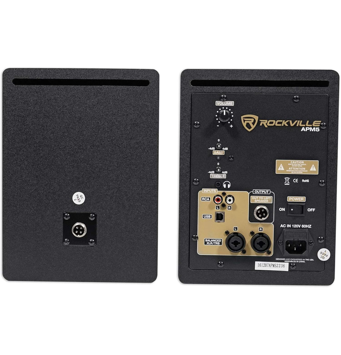 Rockville Pair APM5W 5.25" 2-Way 250W Powered USB Studio Monitors+Stands+Pads