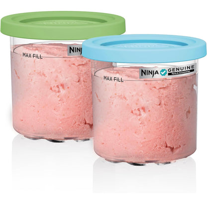 Ninja CREAMi Pints 2-pak, versoenbaar met NC299AMZ & NC300s reeks CREAMi Roomysmakers, Oorspronklike Ninja-pint, BPA-vry en skottelgoedwasser-veilig, Kleurdeksels, 1 pint elk, Deursigtig/Lemmetjie/Akwa, XSKPLID2CD
