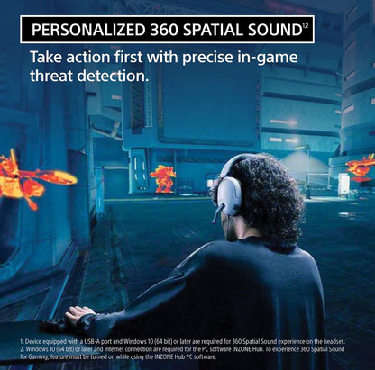Sony INZONE H3 Bedrade Speletjieshooftelefoon met Mikrofoon, PS5-koptelefoon, Oor-die-oor Discord Gesertifiseerde MDR-G300 - (Wit)